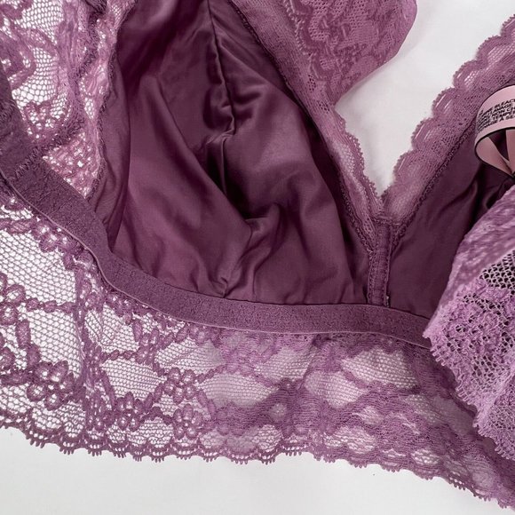 Victoria's Secret Bralette Purple Lace Floral Racerback Wireless - Picture 11 of 11